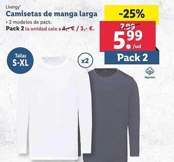 Lidl Livergy camisetas de manga larga oferta