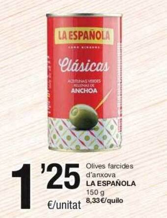SPAR Fragadis Olives farcides d'anxova la española oferta