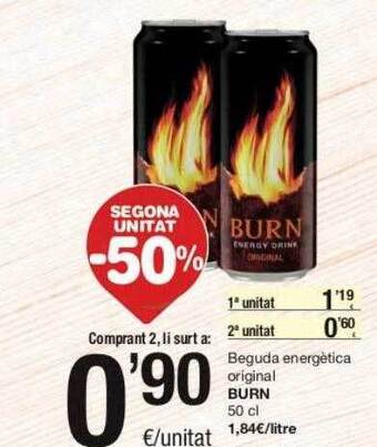 SPAR Fragadis Segona unitat -50% beguda energètica original burn oferta