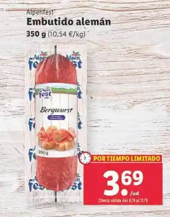 Lidl Alpenfest embutido alemán oferta
