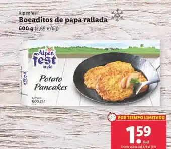 Lidl Alpenfest bocaditos de papa rallada oferta