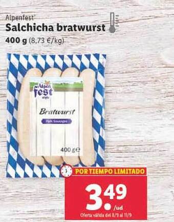 Lidl Alpenfest salchicha bratwurst oferta