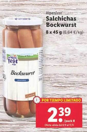 Lidl Alpenfest salchichas bockwurst oferta