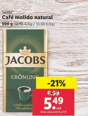 Lidl Jacobs café molido natural oferta