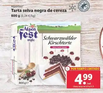 Lidl Alpenfest tarta selva negra de cereza oferta