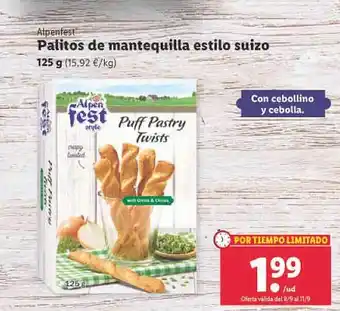 Lidl Alpenfest palitos de mantequilla estilo suizo oferta