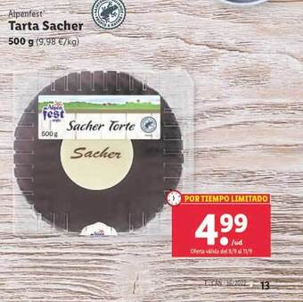 Lidl Alpenfest tarta sacher oferta