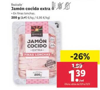 Lidl Realvalle jamón cocido extra oferta