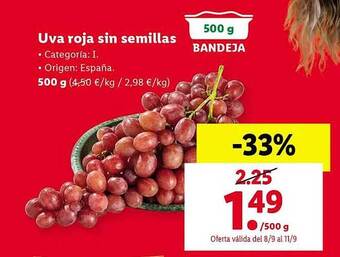 Lidl Uva roja sin semillas oferta