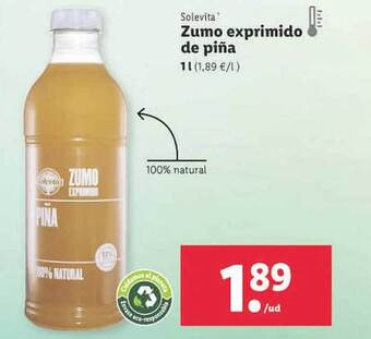 Lidl Solevita zumo exprimido de piña oferta