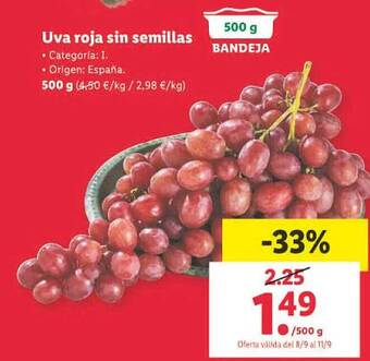 Lidl Uva roja sin semillas oferta