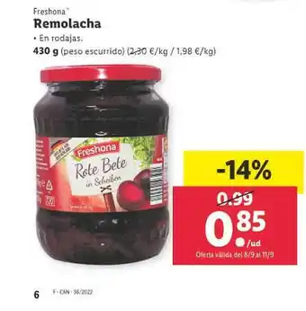 Lidl Freshona remolacha oferta
