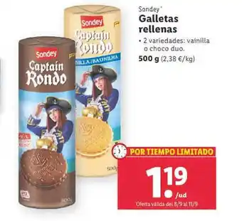 Lidl Sondey galletas rellenas oferta