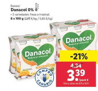 Lidl Danone danacol 0% oferta