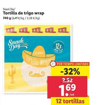 Lidl Snack day tortilla de trigo wrap oferta