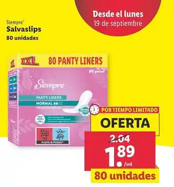Lidl Siempre salvaslips oferta