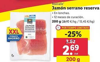 Lidl Realvalle jamón serrano reserva oferta