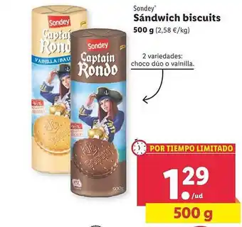 Lidl Sondey sándwich biscuits oferta