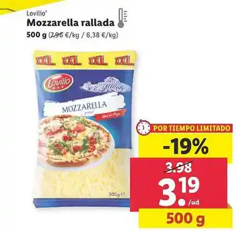 Lidl Lovilio mozzarella rallada oferta