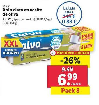 Lidl Calvo atún claro en aceite de oliva oferta