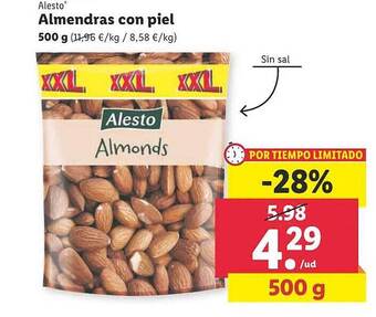Lidl Alesto almendras con piel oferta