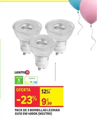 Leroy Merlin Lexman Pack De 3 Bombillas Gu10 5w 4000k Neutro oferta