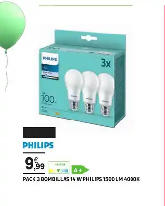 Leroy Merlin Philips Pack 3 Bombillas 14 W 1500 Lm 4000k oferta