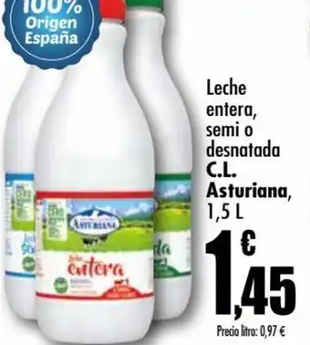 UDACO Leche entera semi o desnatada C.L Asturiana oferta