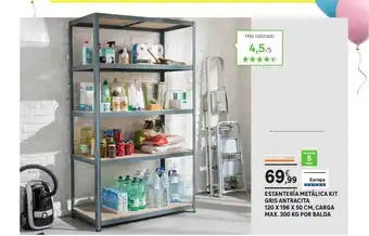 Leroy Merlin Estantería Metálica Kit Gris Antracita 120x196x50 Cm Carga Max. 300Kg Por Balda oferta