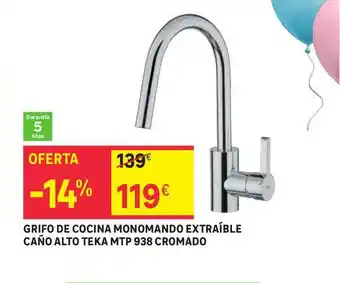Leroy Merlin Grifo De Cocina Monomando Extraíble Caño Alto Teka Mtp 938 Cromado oferta