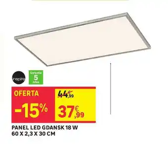 Leroy Merlin Panel Led Gdansk 18 W 60 x 2.3 x 30 Cm oferta