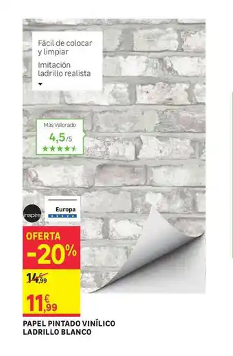 Leroy Merlin Papel Pintado Vinílico Ladrillo Blanco oferta