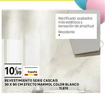 Leroy Merlin Reverstimento Serie Cascais Efecto Marmol Color Blanco 30 x 90cm oferta
