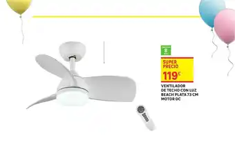 Leroy Merlin Ventilador De Techo Con Luz Beach Plata 73 Cm Motor Dc oferta