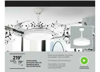 Leroy Merlin Ventilador De Tcho Con Luz Nando Blanco 106 Cm Motor Dc oferta