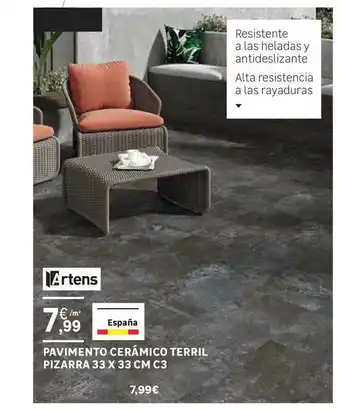 Artens Pavimento Cerámico Terril Pizarra 33 x 33cm C3