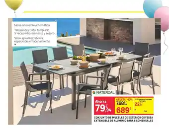 Leroy Merlin Naterial Conjunto De Muebles De Exterior Odyssea Extensible De Aluminio Para 6 Comensales oferta