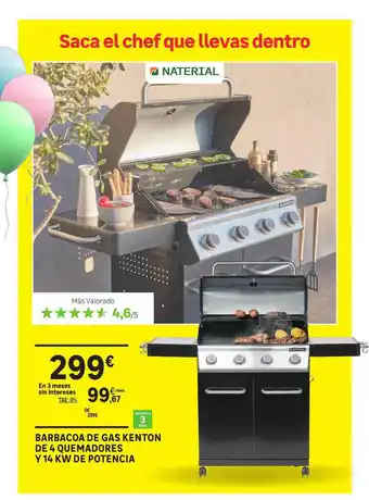 Leroy Merlin Naterial Barbacoa De Gas Kenton De 4 Quemadores Y 14 Kw De Potencia oferta