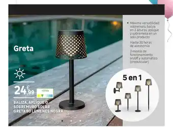 Leroy Merlin Baliza Aplique O Sobremuro Solar Greta 80 Lúmenes Negra oferta