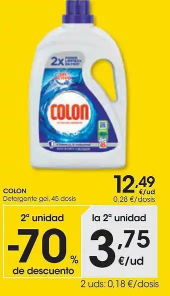 Eroski 2a unidad -70% de descuento colon detergente 45 dosis oferta