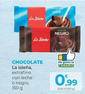 SPAR Gran Canaria Chocolate la isleña extrafino con leche o negro oferta