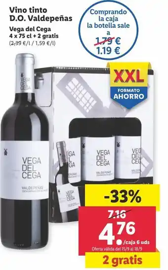 Lidl Vino tinto do valdepeñas oferta