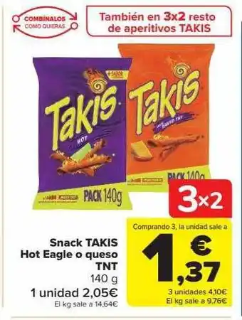 Carrefour Snack takis hot eagle o queso tnt oferta