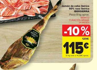 Carrefour Jamón de cebo ibérico 50% raza ibérica ibersierra oferta