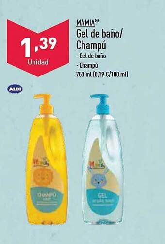 ALDI Mamia gel de baño champú oferta