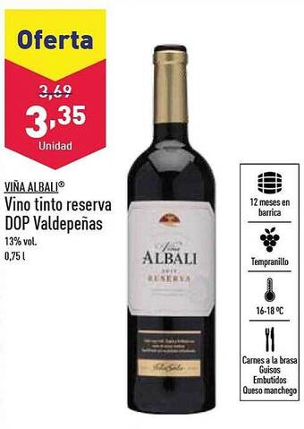 ALDI Viña albali vino tinto reserva dop valdepeñas oferta