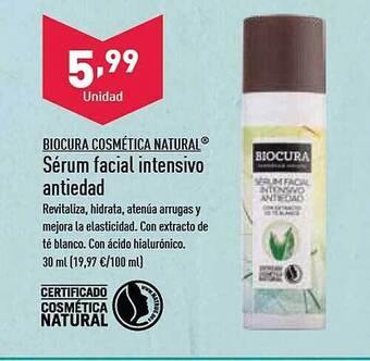 ALDI Biocura cosmética natural sérum facial intensivo antiedad oferta