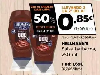 Supermercados Lupa Hellmann's salsa barbacoa oferta