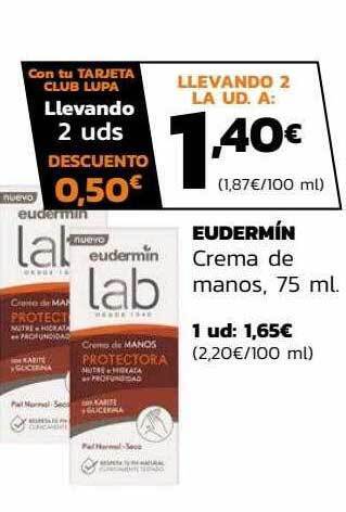 Supermercados Lupa Eudermín crema de manos oferta