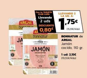 Supermercados Lupa Bonnatur de argal jamón cocido oferta